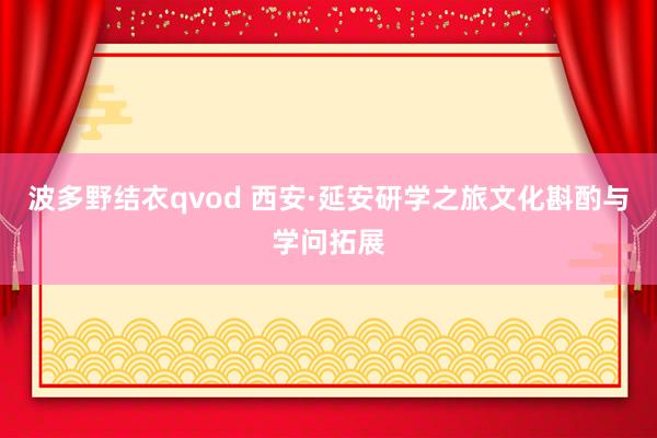 波多野结衣qvod 西安·延安研学之旅文化斟酌与学问拓展