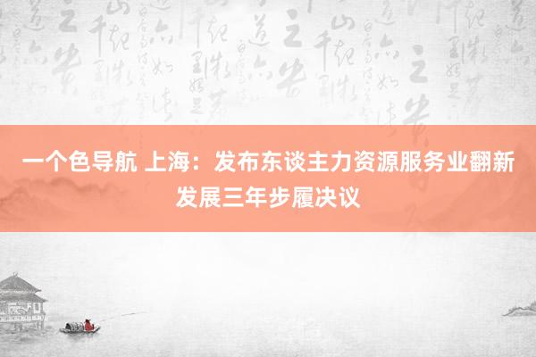 一个色导航 上海：发布东谈主力资源服务业翻新发展三年步履决议