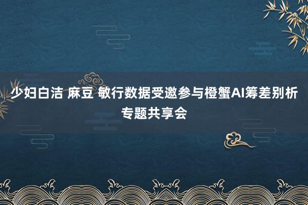 少妇白洁 麻豆 敏行数据受邀参与橙蟹AI筹差别析专题共享会