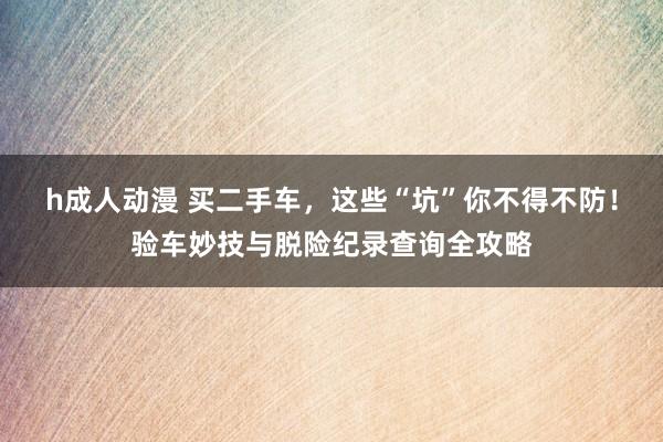 h成人动漫 买二手车，这些“坑”你不得不防！验车妙技与脱险纪录查询全攻略